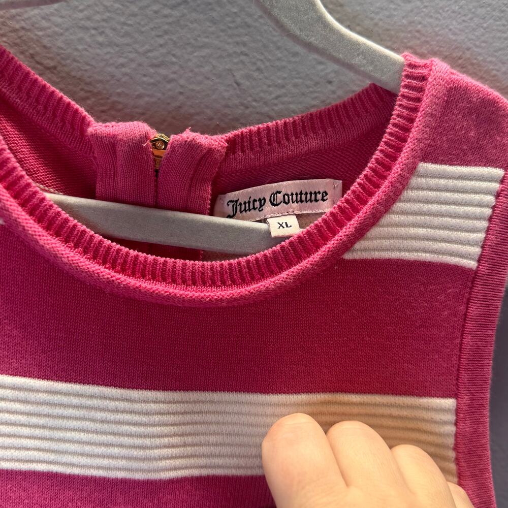 Juicy Couture Bright Pink and White Striped Drop Waist Dress Girls XL - Picture 6 of 8